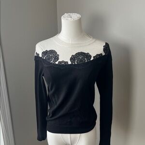 Vince Camuto Black and White Lace Sweater